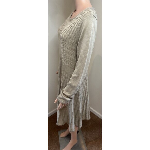 Calvin Klein Tan Cable Knit Fit & Flare Sweater Dress Women's Size X Large - Picture 3 of 15